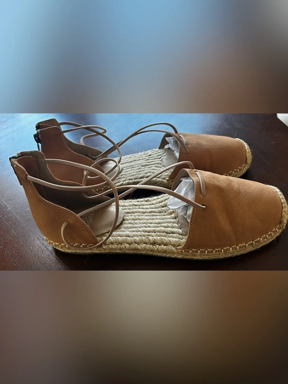 Eileen Fisher tan Wrap-Tie Espadrilles size 8